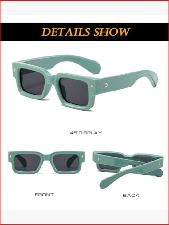 Thick Frame Square Sunglasses Chunky Rectangle Shades UV400 Protection main image 4